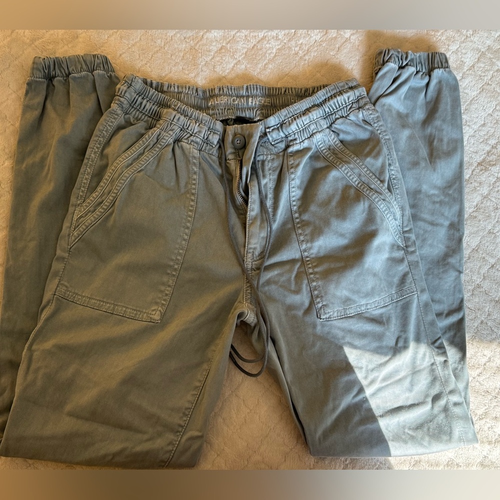 Cargo style pants; Gray-greenish hue; Cotton blend; Size: 6; Never worn